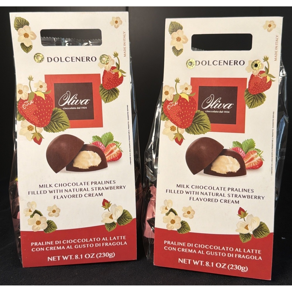 2 Oliva Dolcenero Milk Chocolate Strawberry Flavored Cream Filling 8.1 Oz Each